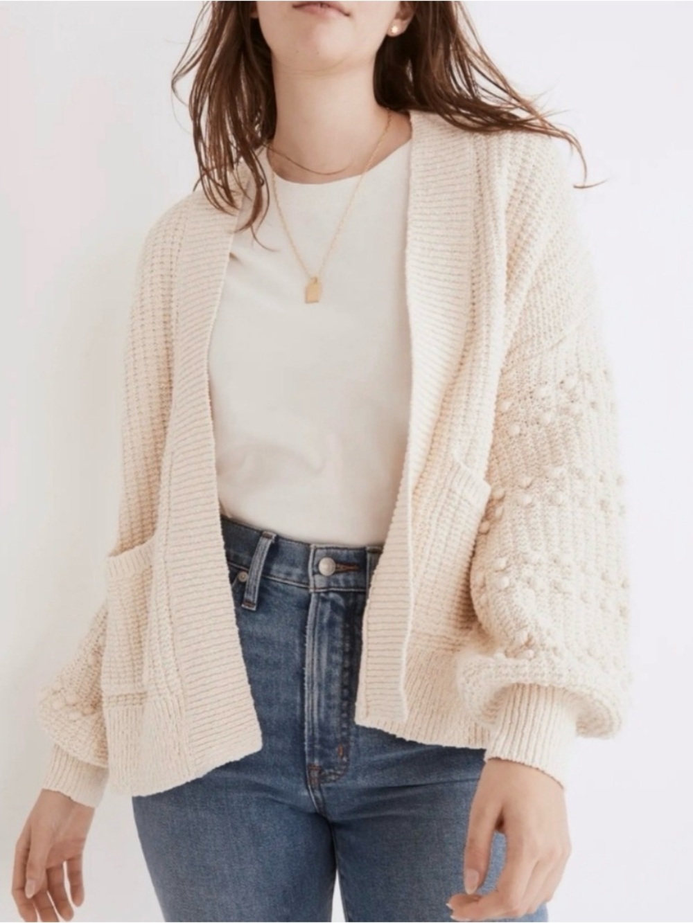 Madewell Cream Open Cardigan